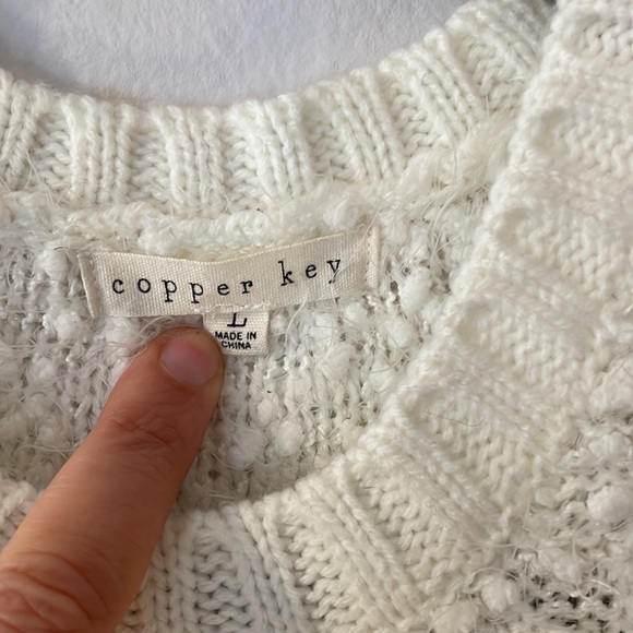 Copper Key Cream Boucle Popcorn Knit Crewneck Sweater - Picture 2 of 3